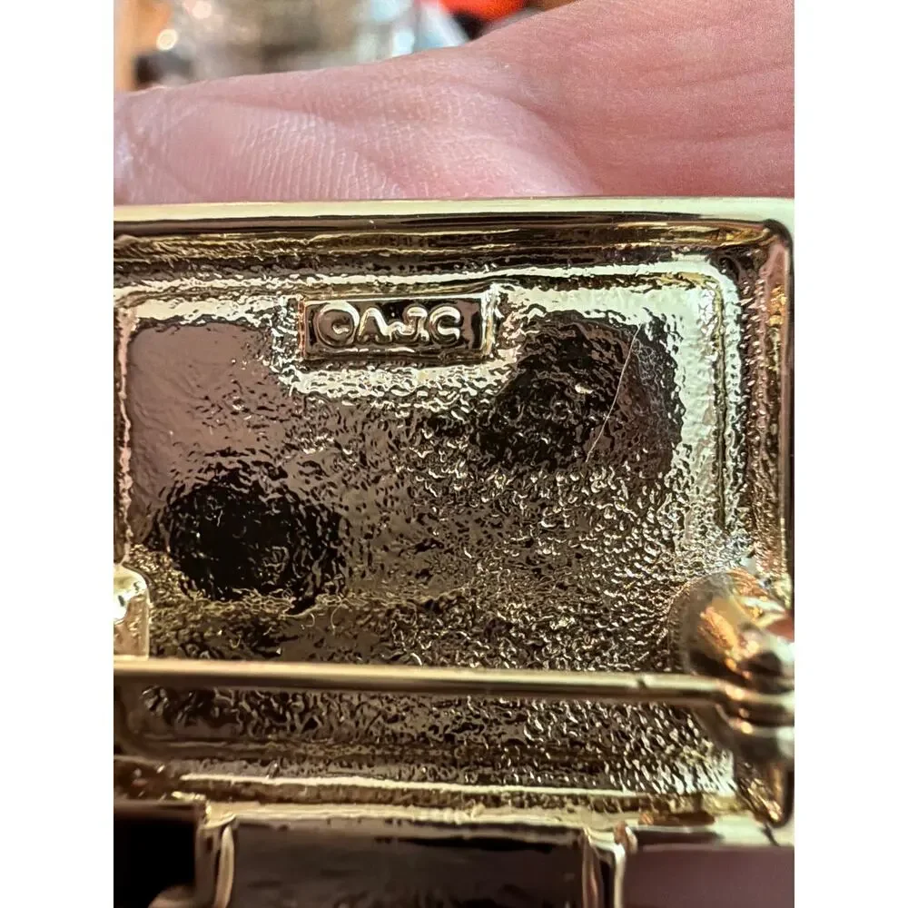 Vintage AJC Gold Tone Computer & Monitor Pin Brooch with Rhinestones 1980's